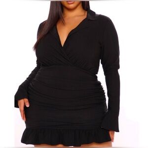Fashion Nova Black Long Sleeve Wrap Dress